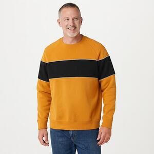 NWT Goodfellow & Co Men’s Yellow Navy Colorblock Crewneck Sweatshirt Size XL